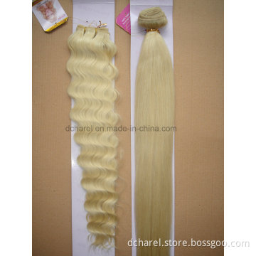 Natural Blonde Curly 100% Human Hair Weaving Extensions